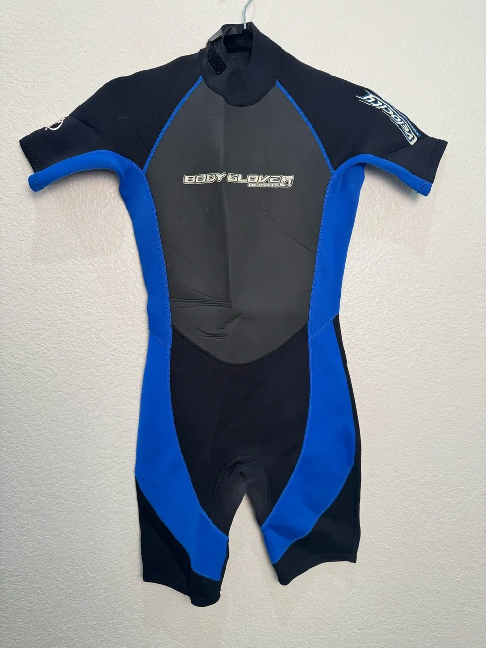 Body Glove Wetsuit Juniors Size 14 Shorty Spring Suit Black Blue Back Zip